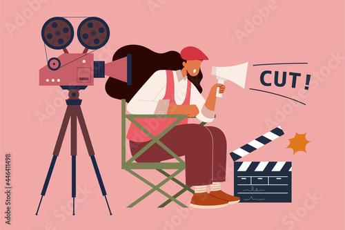 Female film director at work