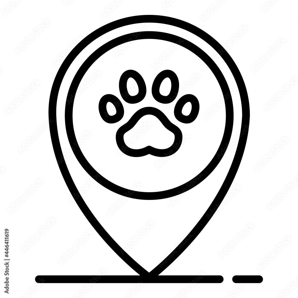 Pet hotel location icon. Outline pet hotel location vector icon for web design isolated on white background