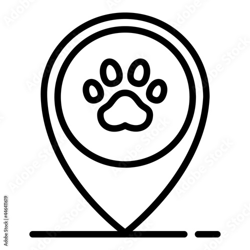 Pet hotel location icon. Outline pet hotel location vector icon for web design isolated on white background