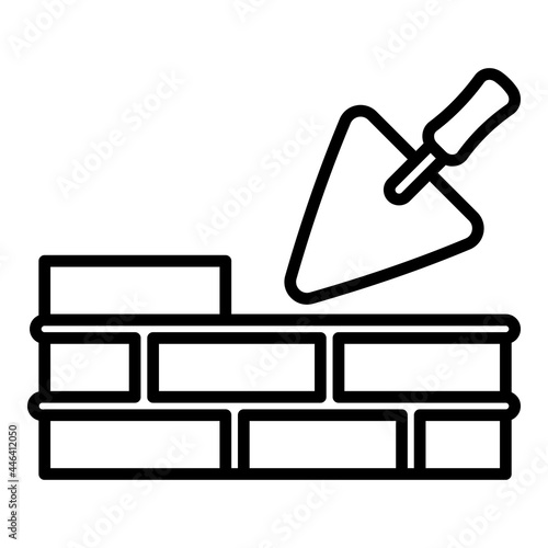Trowel wall brick icon. Outline trowel wall brick vector icon for web design isolated on white background