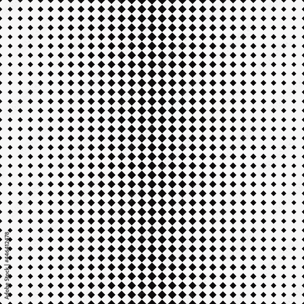 Graniental black rhombs. Rhombuses size gradient is mesh. Vector grid of black rhombus.
