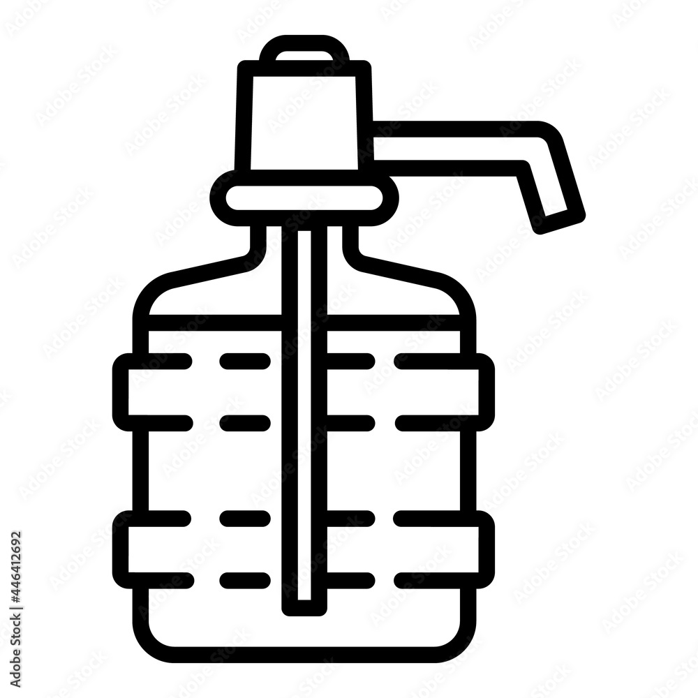 Water bottle with pump icon. Outline water bottle with pump vector icon for web design isolated on white background Water bottle with pump icon. Outline water bottle with pump vector icon for web design isolated on white background