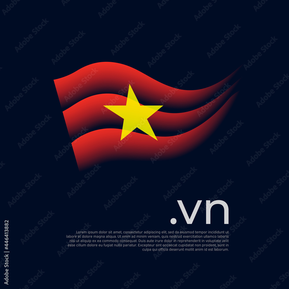 Vietnam flag. Colored stripes of the vietnamese flag on a dark background. Vector stylized design of national poster with vn domain, place for text. State patriotic bannerof vietnam, cover