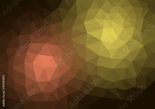 Orange yellow vector polygon abstract layout. Colorful illustration in polygonal style with radial gradient. Brand new design for your business.