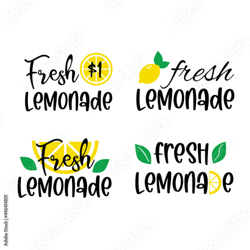 Labels and signs of fresh lemonade with lemon. Vector illustrations for graphic and web design, for stand, restaurant