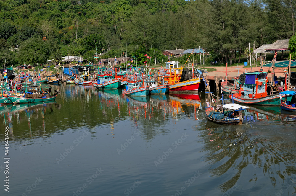 Small coastal fishing harbor, Bang Saphan District, Prachuap Khiri Khan, Thailand