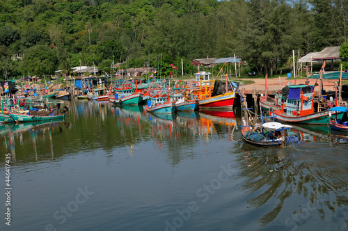 Small coastal fishing harbor, Bang Saphan District, Prachuap Khiri Khan, Thailand