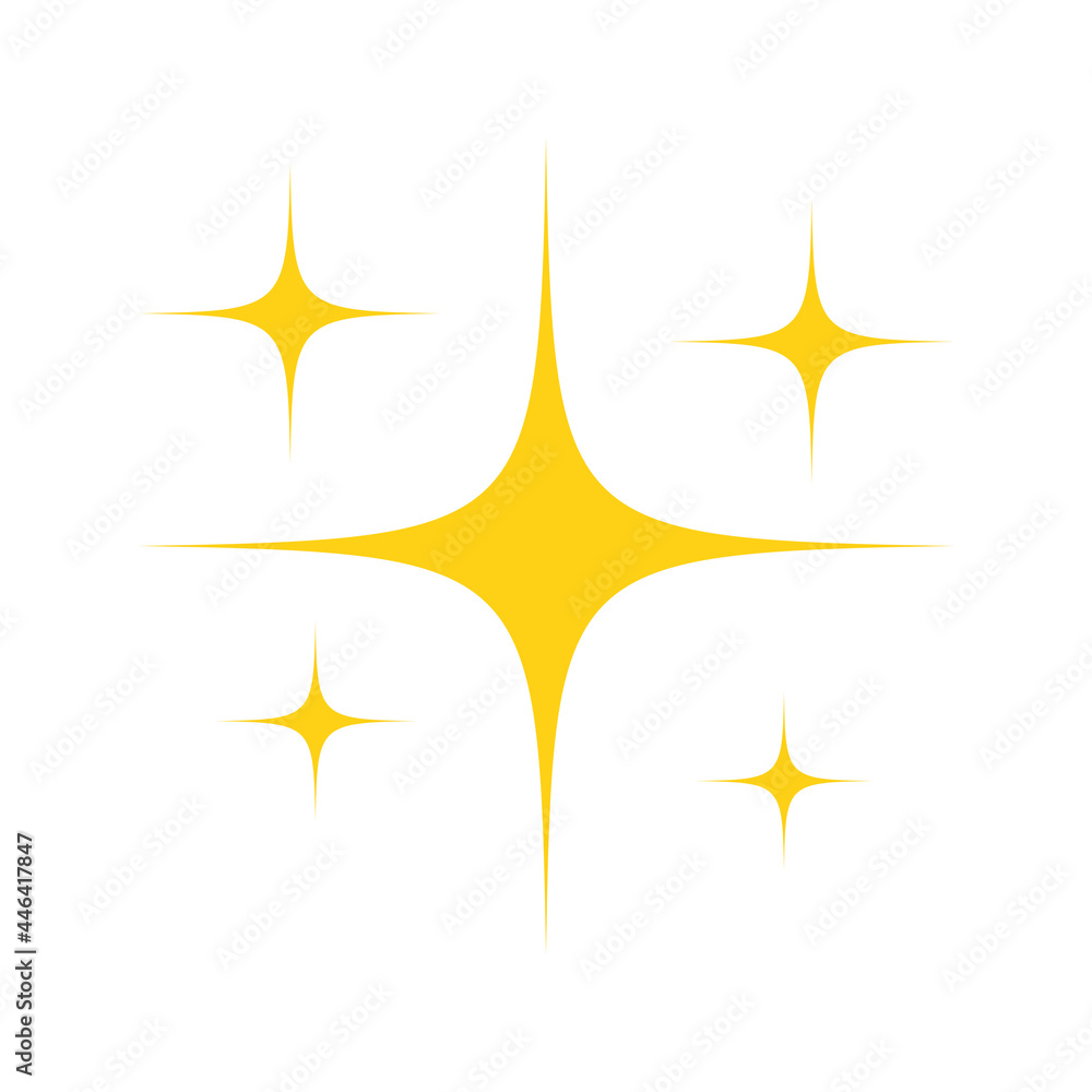 Yellow star sparkling icon set. Glittering stars light collection. Shiny flash decoration pictogram. Vector isolated on white Yellow star sparkling icon set. Glittering stars light collection. Shiny flash decoration pictogram. Vector isolated on white