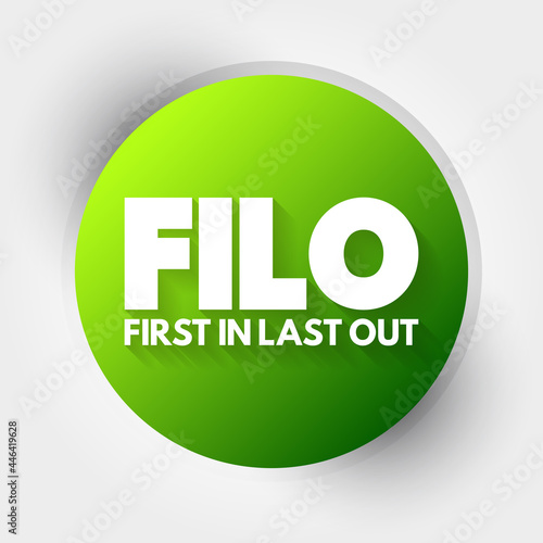 FILO - First In Last Out acronym, concept background