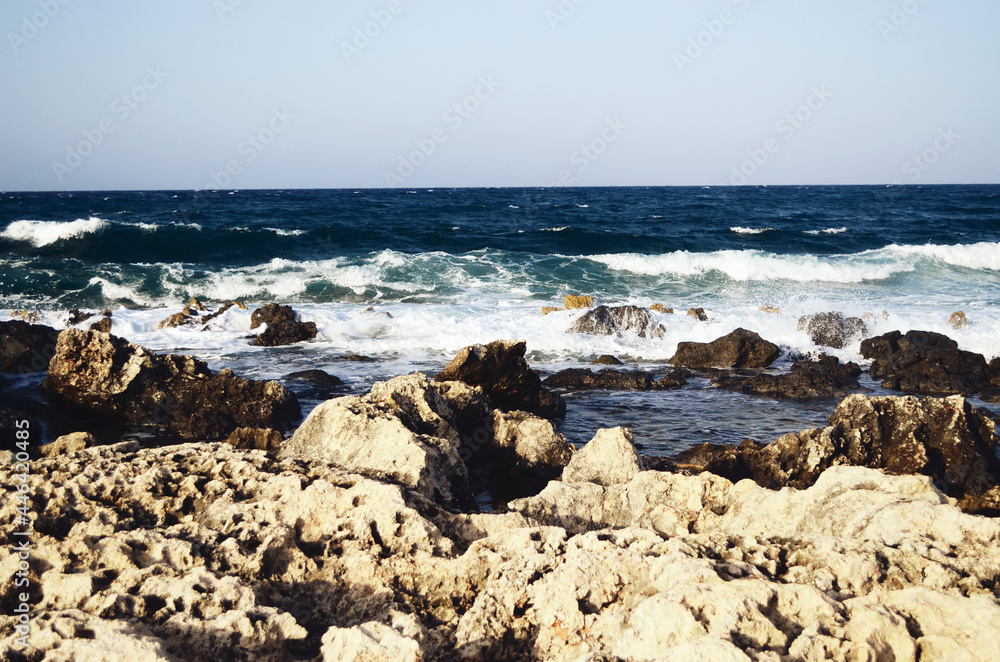 MALTA, VALETTA: Scenic landscape view of the rocky seashore MALTA, VALETTA: Scenic landscape view of the rocky seashore