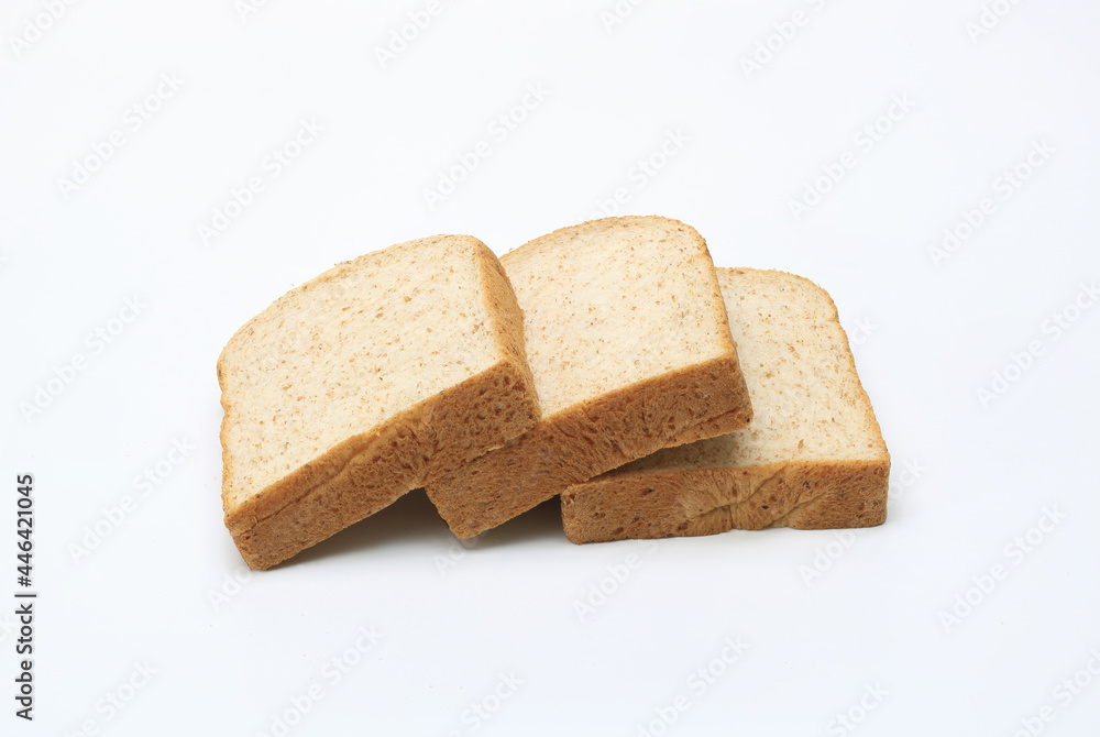sliced bread on white background, isolated, stack