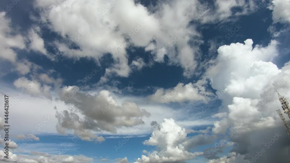 4K Time lapse of beautiful blue sky with white fluffy clouds during the monsoon 4K Time lapse of beautiful blue sky with white fluffy clouds during the monsoon
