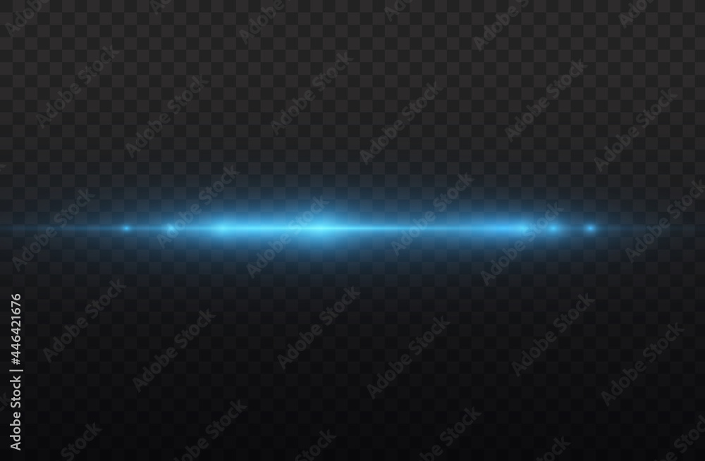 Laser beams, horizontal blue light rays streaks. Laser beams, horizontal blue light rays streaks.