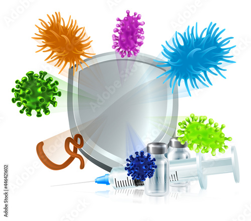 Vaccine Medicine Syringe Virus Medical Shield