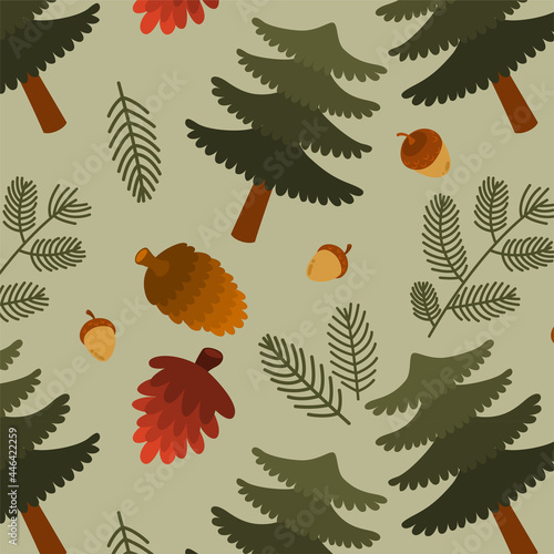 Pine Trees, Pine Cones and Acorns Pattern