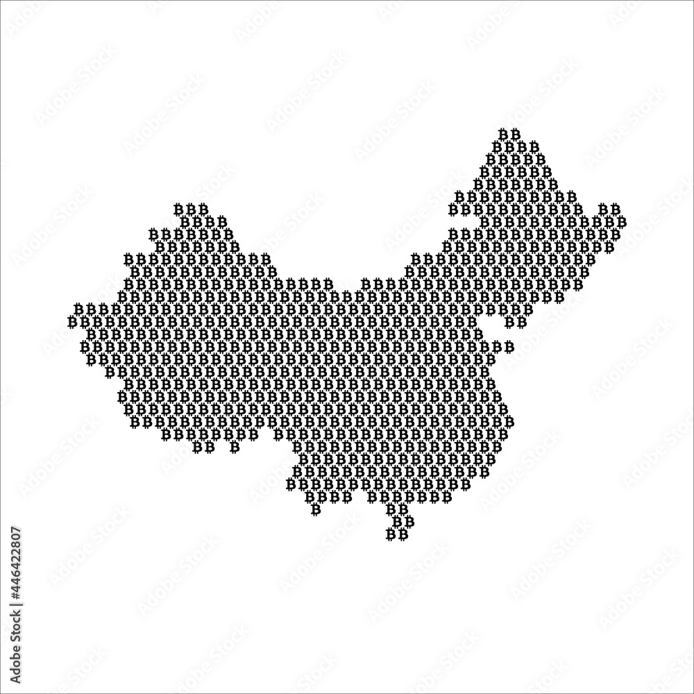 China country map made with bitcoin crypto currency logo