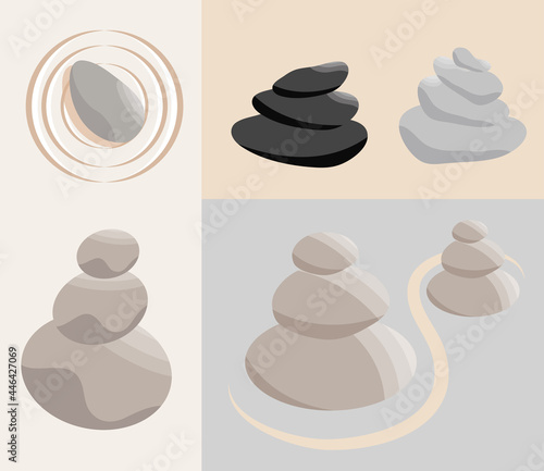 zen garden with stacked stones