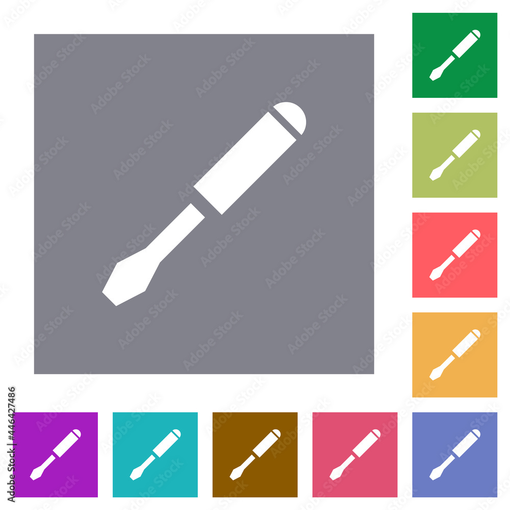 Single screwdriver square flat icons Single screwdriver square flat icons