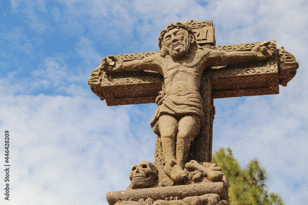 Old stone crucifix in Canary Islands Spain