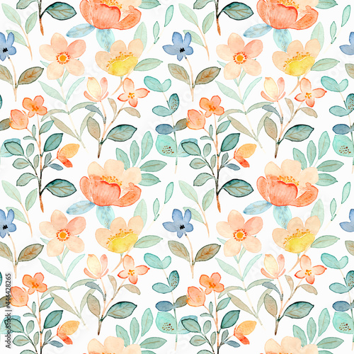 Wild floral watercolor seamless pattern