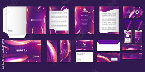 Colorful stationery template design with art round elements