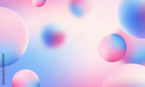 Soft pastel colored gradient sphere floating on a Holographic photo