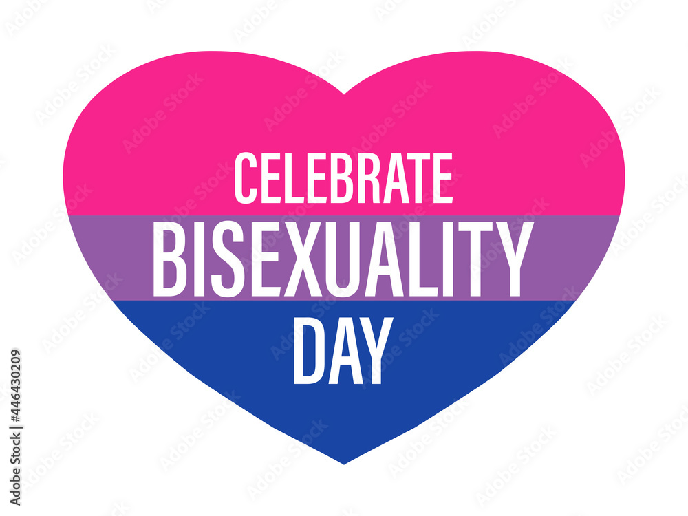 Celebrate Bisexuality Day. Hearts with bisexual pride flag isolated on white background. Festival of sexual minorities. Design for banner and poster. Vector illustration Celebrate Bisexuality Day. Hearts with bisexual pride flag isolated on white background. Festival of sexual minorities. Design for banner and poster. Vector illustration