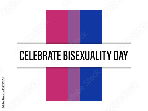 Celebrate Bisexuality Day. Bisexual pride flag on white background. Tolerance and love. LGBT sexual minorities. Romantic attraction symbol. Design for banner and  poster. Vector illustration