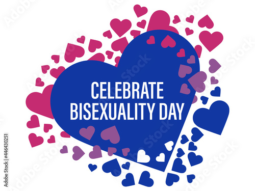 Celebrate Bisexuality Day. Hearts with color of bisexual pride flag isolated on white background. Festival of sexual minorities. Design for banner and  poster. Vector illustration