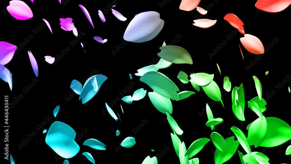 Φωτογραφία 虹色の幻想的な舞い散る花びら　レインボー