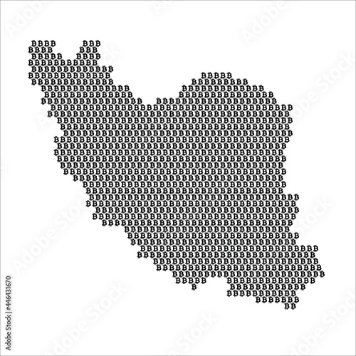 Iran country map made with bitcoin crypto currency logo