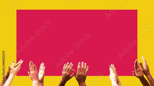 Multiple Hands Clapping on Yellow Red Background