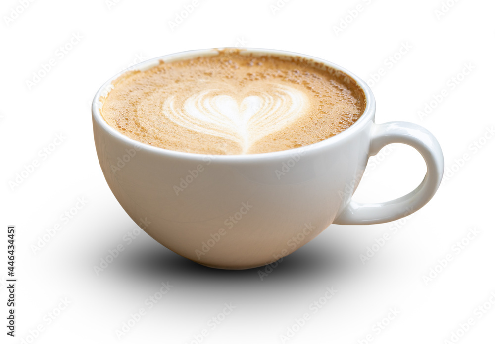 Latte coffee or cappuccino coffee in white cup Latte coffee or cappuccino coffee in white cup