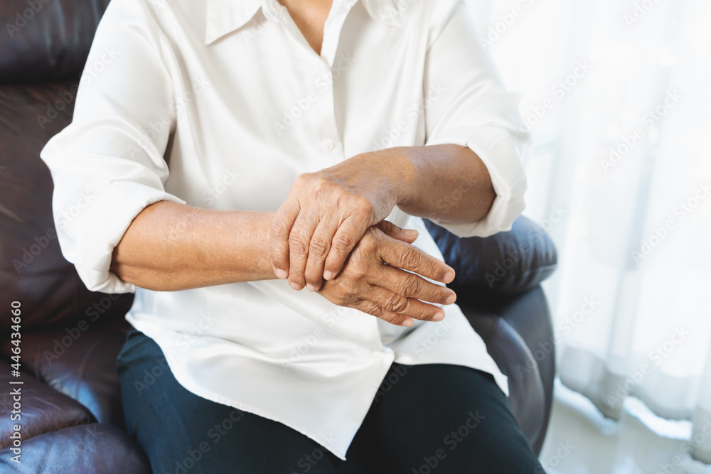 wrist hand pain of old woman, healthcare problem of senior concept