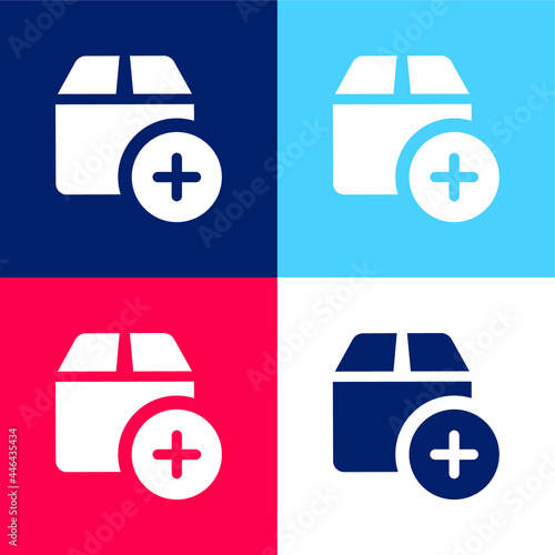 Add blue and red four color minimal icon set