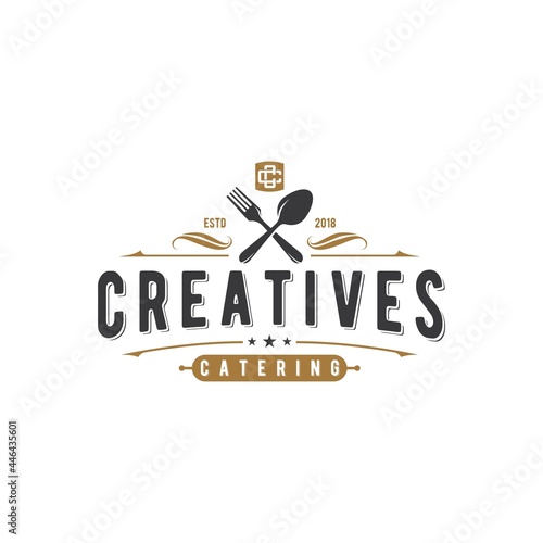 Catering Restaurant Bar Bistro Logo Design Vector Image