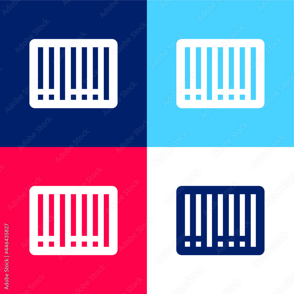 Barcode blue and red four color minimal icon set Barcode blue and red four color minimal icon set