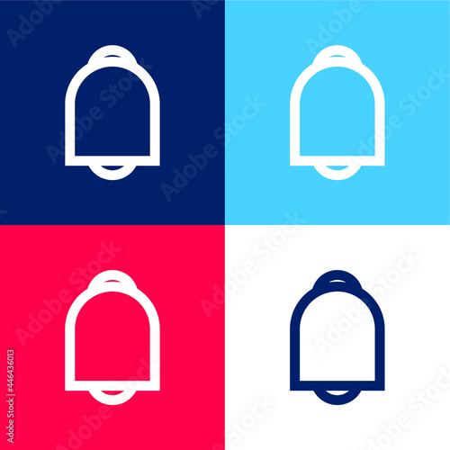 Bell Outline blue and red four color minimal icon set