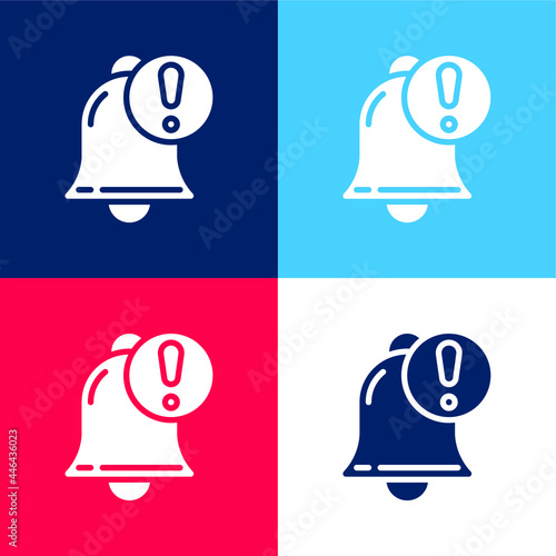 Alarm blue and red four color minimal icon set