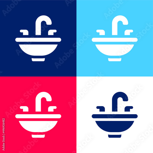 Basin blue and red four color minimal icon set