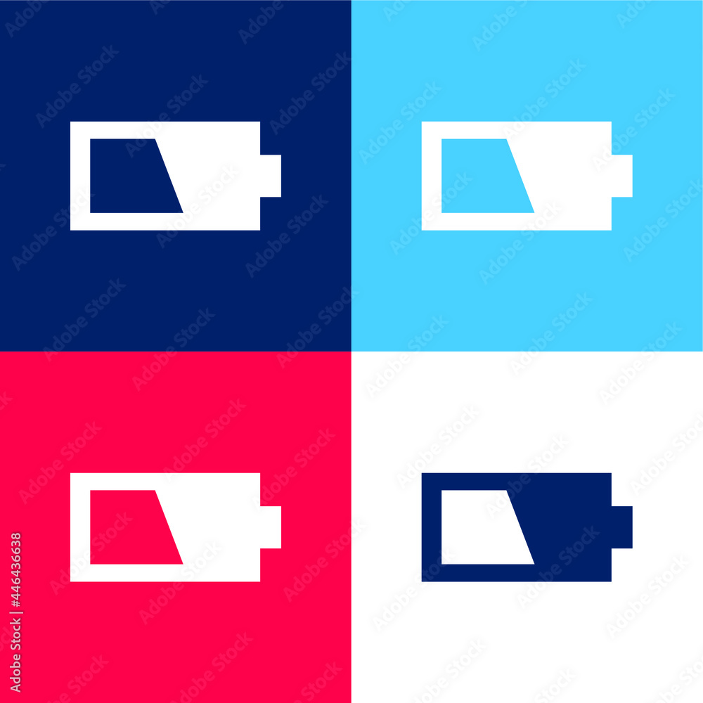 Battery blue and red four color minimal icon set Battery blue and red four color minimal icon set