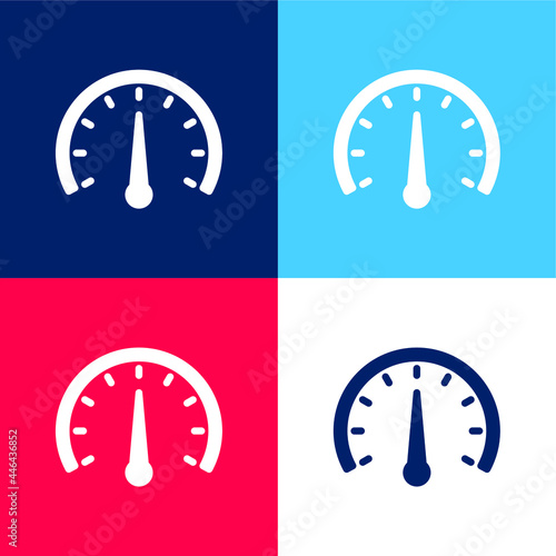 Barometer blue and red four color minimal icon set