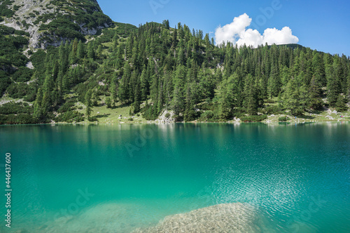 view of Seebensee lake and mountains around it