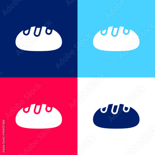 Bread blue and red four color minimal icon set