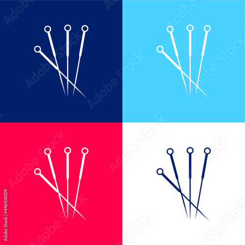 Acupuncture Needles blue and red four color minimal icon set