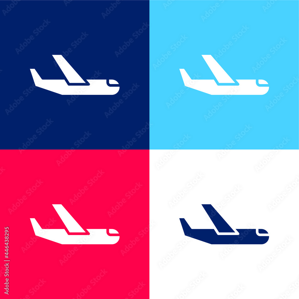 Airplane blue and red four color minimal icon set Airplane blue and red four color minimal icon set