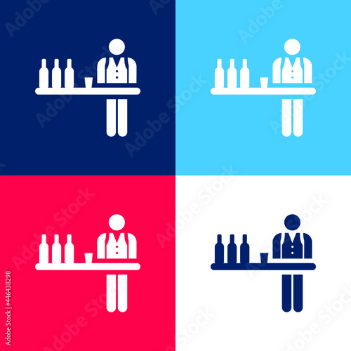 Barman blue and red four color minimal icon set