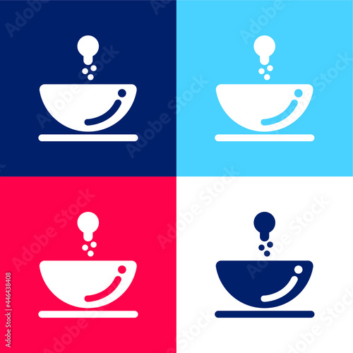 Bathroom Sink blue and red four color minimal icon set