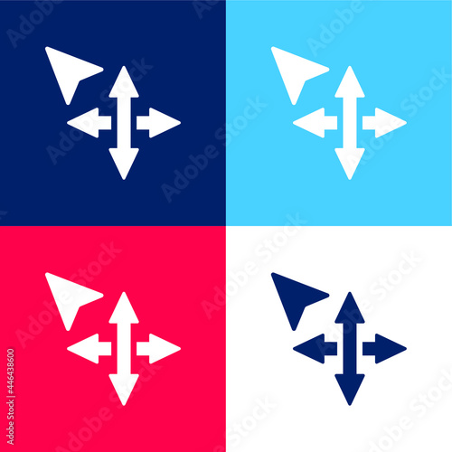 Arrows Move Tool blue and red four color minimal icon set