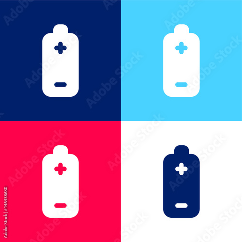Battery blue and red four color minimal icon set